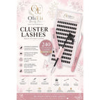 Oli Eli Beauty Tulip cluster lashes neatly arranged in a professional palette tray, featuring wispy, flared styles for a seamless DIY eyelash extension look.
