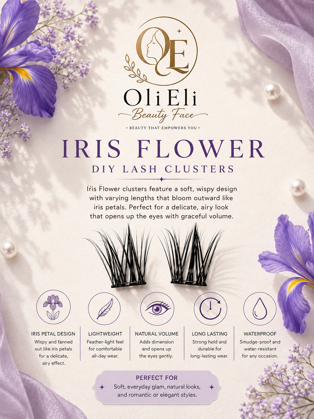 Iris Flower Cluster Lashes Wispy Petal Volume | DIY Lash Extensions